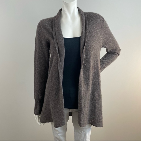 JOAN VASS Brown Cashmere Open Front Cardigan Sweater - Picture 1 of 6